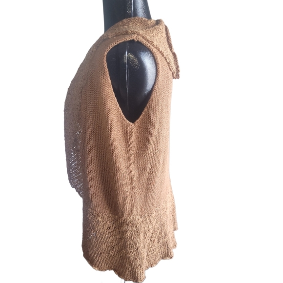 Spanner Tan Knit Sleeveless Open Cardigan M - Picture 5 of 7
